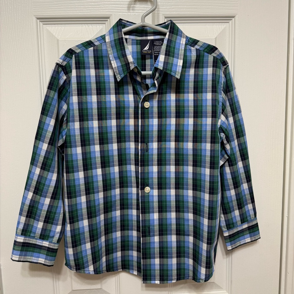 Nautica Blue and Green Checkered Shirt